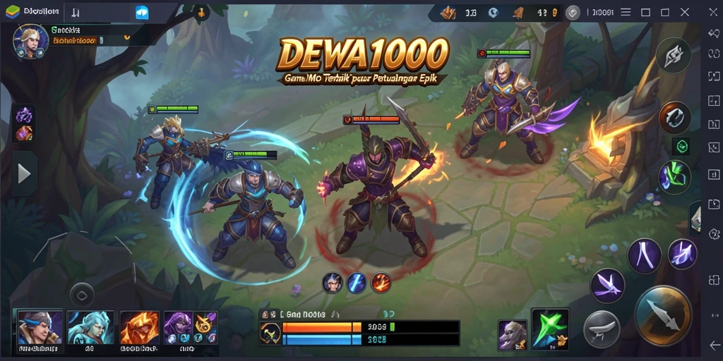 Screenshot gameplay DEWA1000 yang menampilkan pertarungan epik antar karakter.