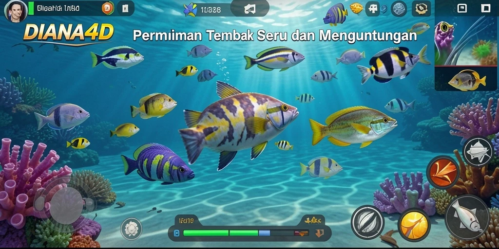 Gameplay seru Tembak Ikan di DIANA4D dengan grafis menawan.