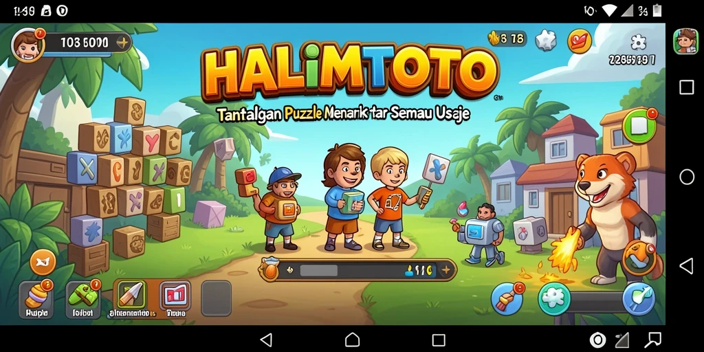 Tampilan menarik dari gameplay puzzle HALIMTOTO yang menantang.