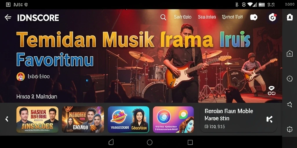 Screenshot IDNSCORE yang menampilkan antarmuka pengguna saat mendengarkan musik.
