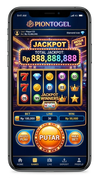 Layar utama aplikasi piontogel dengan akses cepat ke semua fitur.